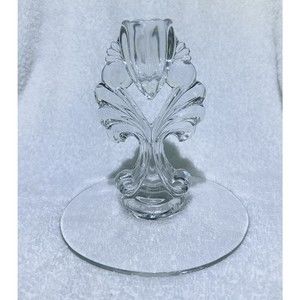 Antique Clear Pressed Glass 5.5”‎ Candle Holder Janice pattern USA made Dining